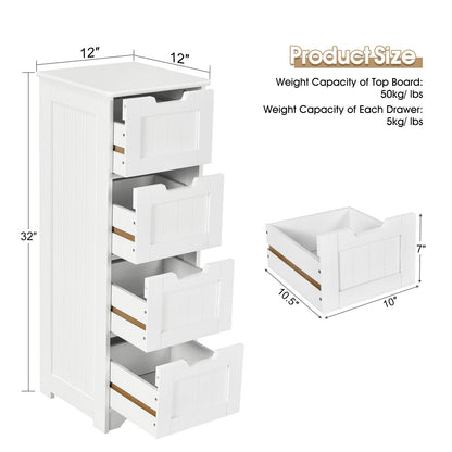 Compact 4 Drawer Freestanding Storage Cabinet with Versatile Organizer