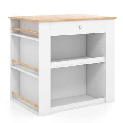 Kitchen Island with Spacious Storage Drawers, Cabinets, and Spice Racks