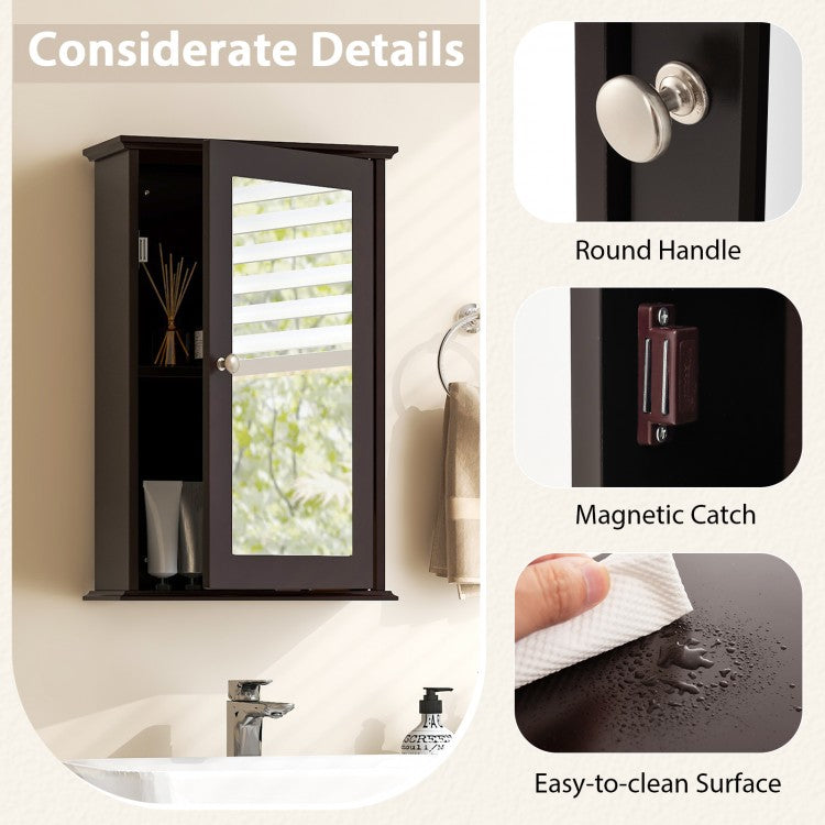 Wall-Mounted Bathroom Cabinet with Mirror and Adjustable Shelf