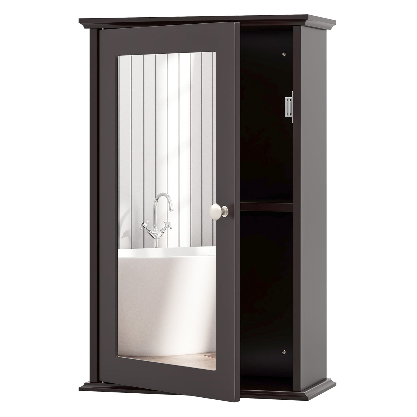 Wall-Mounted Bathroom Cabinet with Mirror and Adjustable Shelf