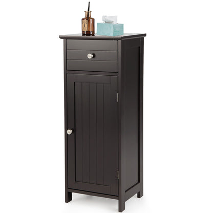 Compact Wooden Bathroom Storage Cabinet with Adjustable Shelf & Drawer