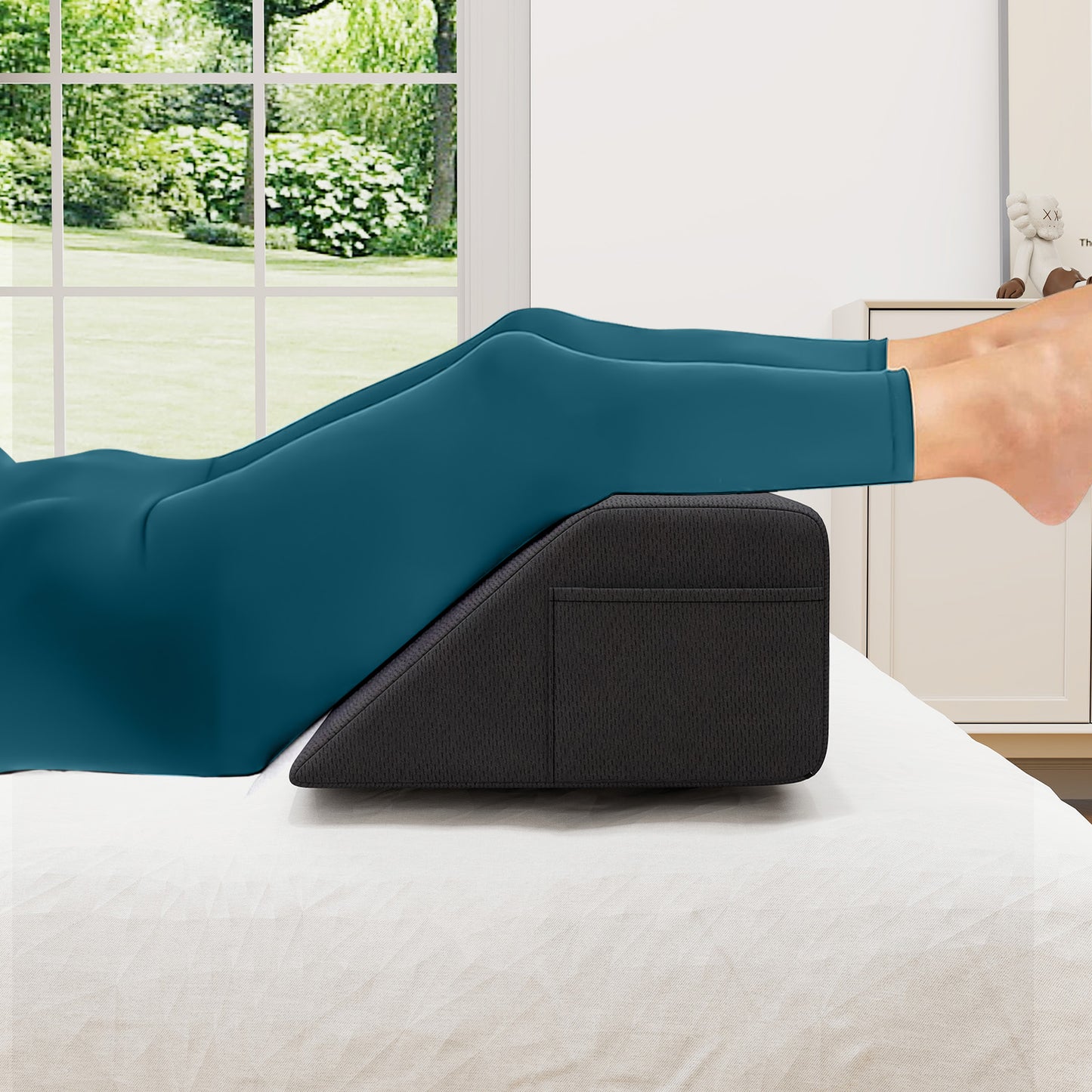 Multi-Purpose Bed Wedge Pillow with Convenient Storage Pocket