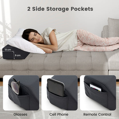 Multi-Purpose Bed Wedge Pillow with Convenient Storage Pocket