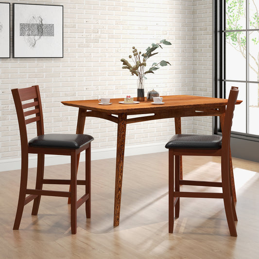 Counter Height Bar Stools Set of 2 with Backrest and Footrest for Kitchen Island or Dining Area