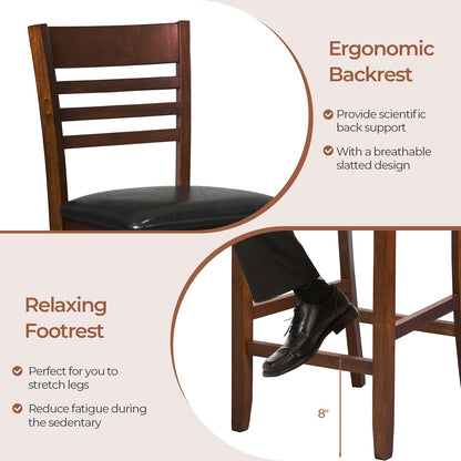 Counter Height Bar Stools Set of 2 with Backrest and Footrest for Kitchen Island or Dining Area