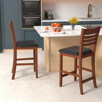 Counter Height Bar Stools Set of 2 with Backrest and Footrest for Kitchen Island or Dining Area