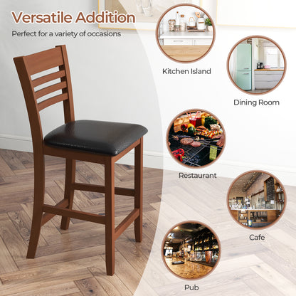 Counter Height Bar Stools Set of 2 with Backrest and Footrest for Kitchen Island or Dining Area