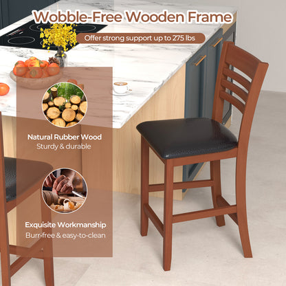 Counter Height Bar Stools Set of 2 with Backrest and Footrest for Kitchen Island or Dining Area
