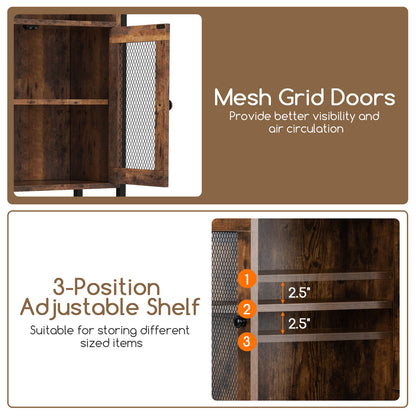 Freestanding Over-The-Toilet Storage Cabinet with Metal Frame and Adjustable Shelves