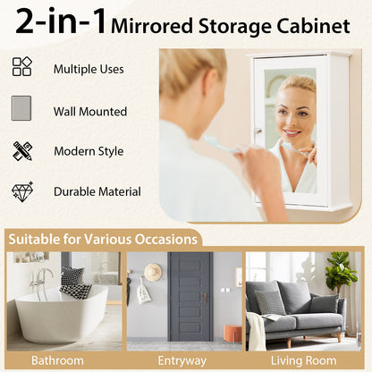 Wall-Mounted Bathroom Cabinet with Mirror and Adjustable Shelf