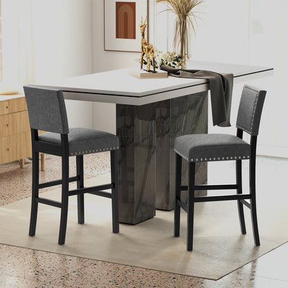 Set of 2 Counter Height Bar Stools with Solid Rubber Wood Frame - 43.5 Inch