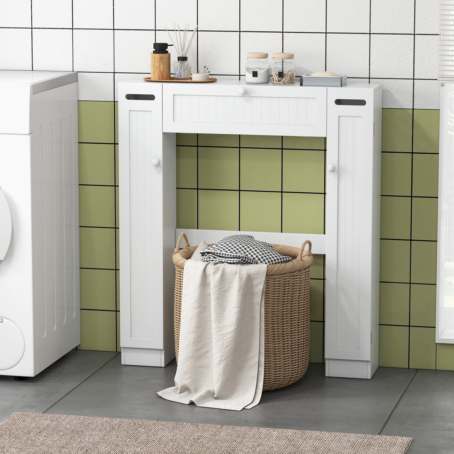 Multi-Storage Over-The-Toilet Cabinet with Adjustable Shelves and Toilet Paper Holder