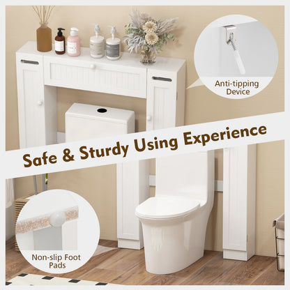 Multi-Storage Over-The-Toilet Cabinet with Adjustable Shelves and Toilet Paper Holder