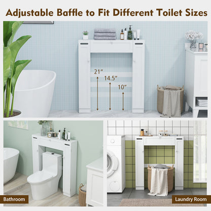 Multi-Storage Over-The-Toilet Cabinet with Adjustable Shelves and Toilet Paper Holder