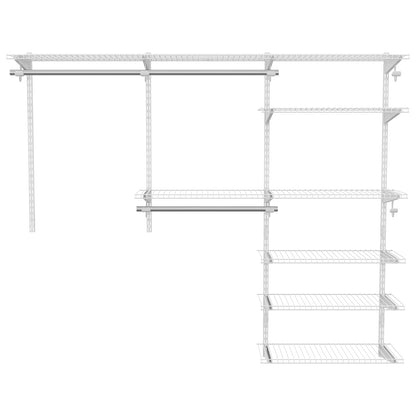 Adjustable Closet Organizer Kit with Shelves and Hanging Rods for 4–6 FT Spaces – Steel Storage System, White