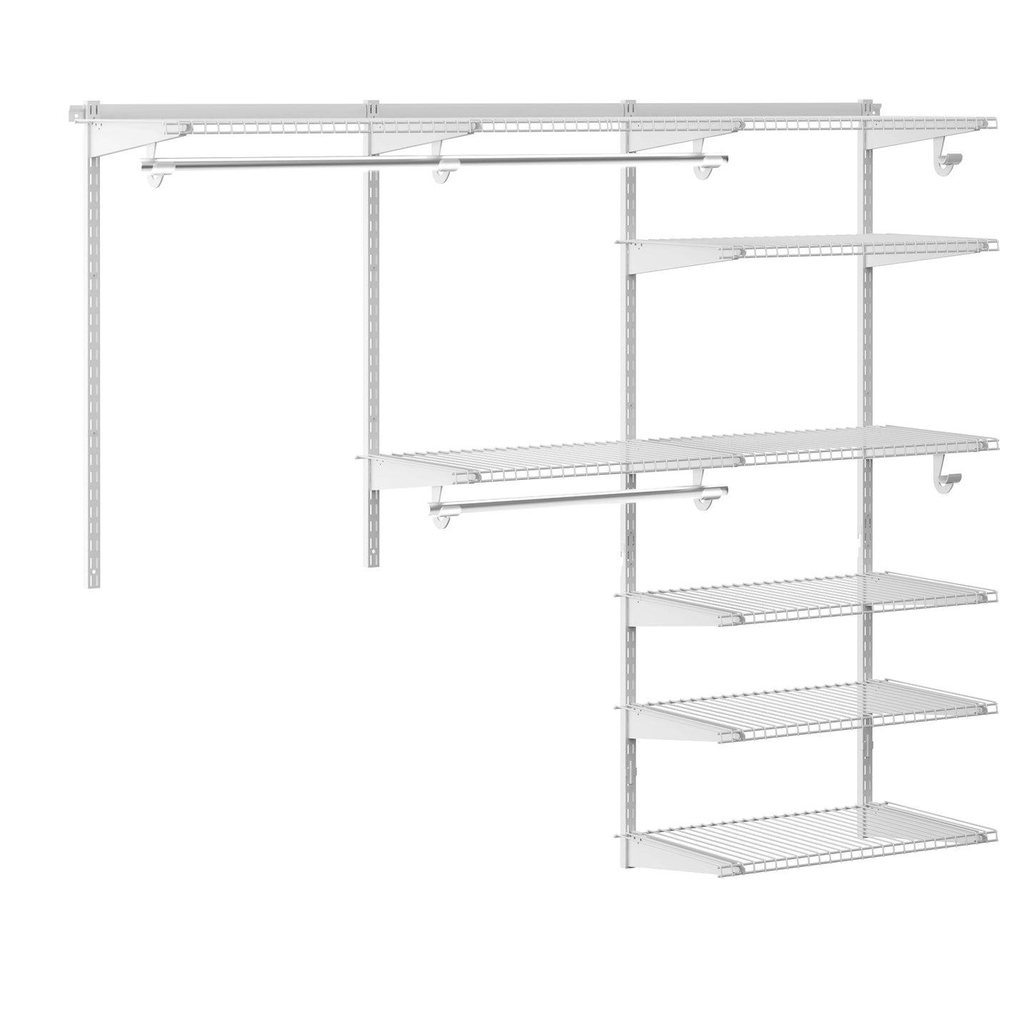 Adjustable Closet Organizer Kit with Shelves and Hanging Rods for 4–6 FT Spaces – Steel Storage System, White