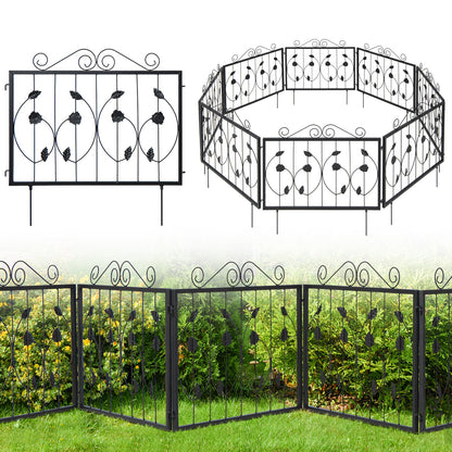 Decorative Galvanized Metal Garden Fence – 8 Panels, Flexible & Rustproof