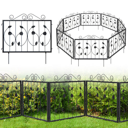 Decorative Galvanized Metal Garden Fence – 8 Panels, Flexible & Rustproof