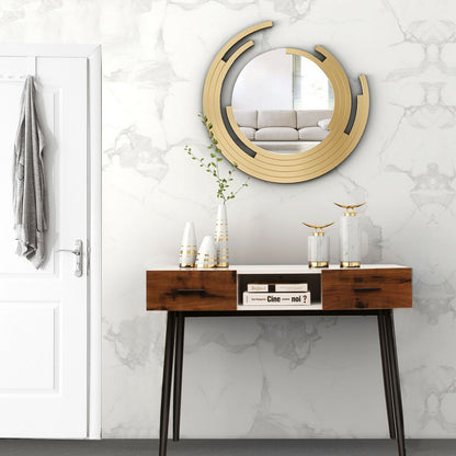42 Inch Console Table with Drawers and Open Storage for Hallway or Living Room