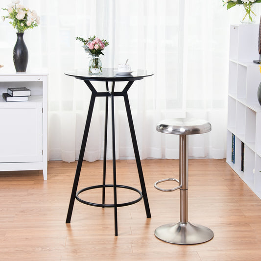 Modern Adjustable Swivel Bar Stool with Footrest and Stainless Steel Seat, Set of 1
