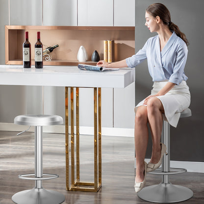 Modern Adjustable Swivel Bar Stool with Footrest and Stainless Steel Seat, Set of 1