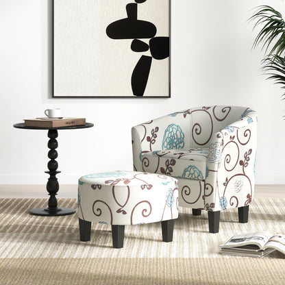Contemporary Accent Chair with Ottoman and Cushioned Seat in Soft Fabric