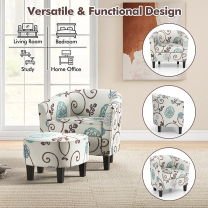 Contemporary Accent Chair with Ottoman and Cushioned Seat in Soft Fabric