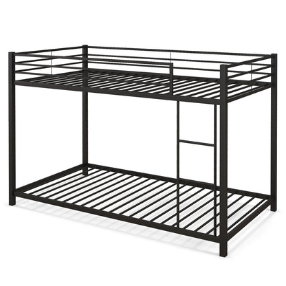 Durable Low Profile Twin Over Twin Metal Bunk Bed with Safety Guardrails - Black