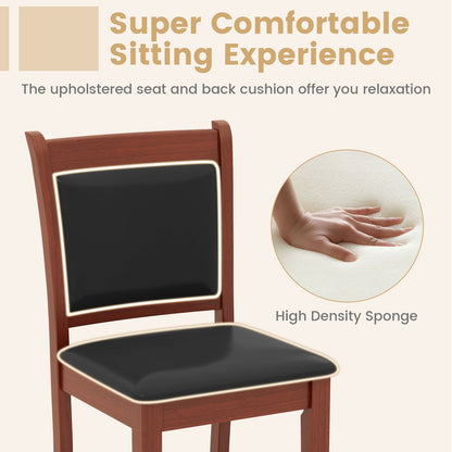Counter Height Upholstered Bar Stools Set of 2 with Cushioned Seat and Solid Rubber Wood Frame