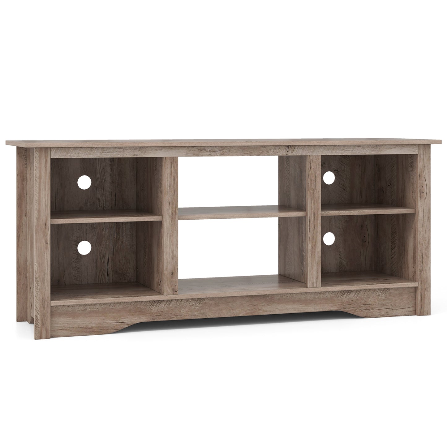Entertainment Center with Adjustable Shelves for 65 Inch TVs and 18 Inch Fireplace Space - Grey
