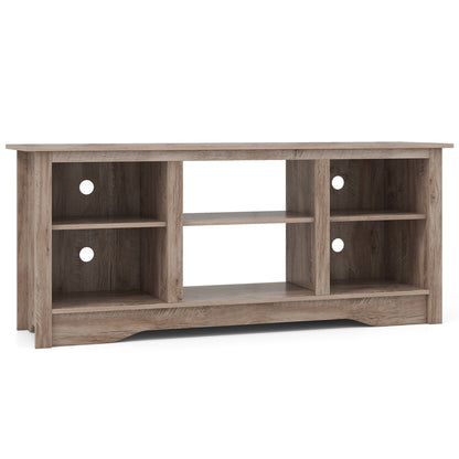 Entertainment Center with Adjustable Shelves for 65 Inch TVs and 18 Inch Fireplace Space - Grey