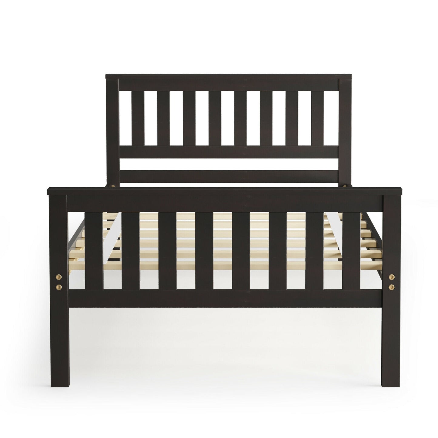 Wood Platform Bed with Headboard - Twin Size