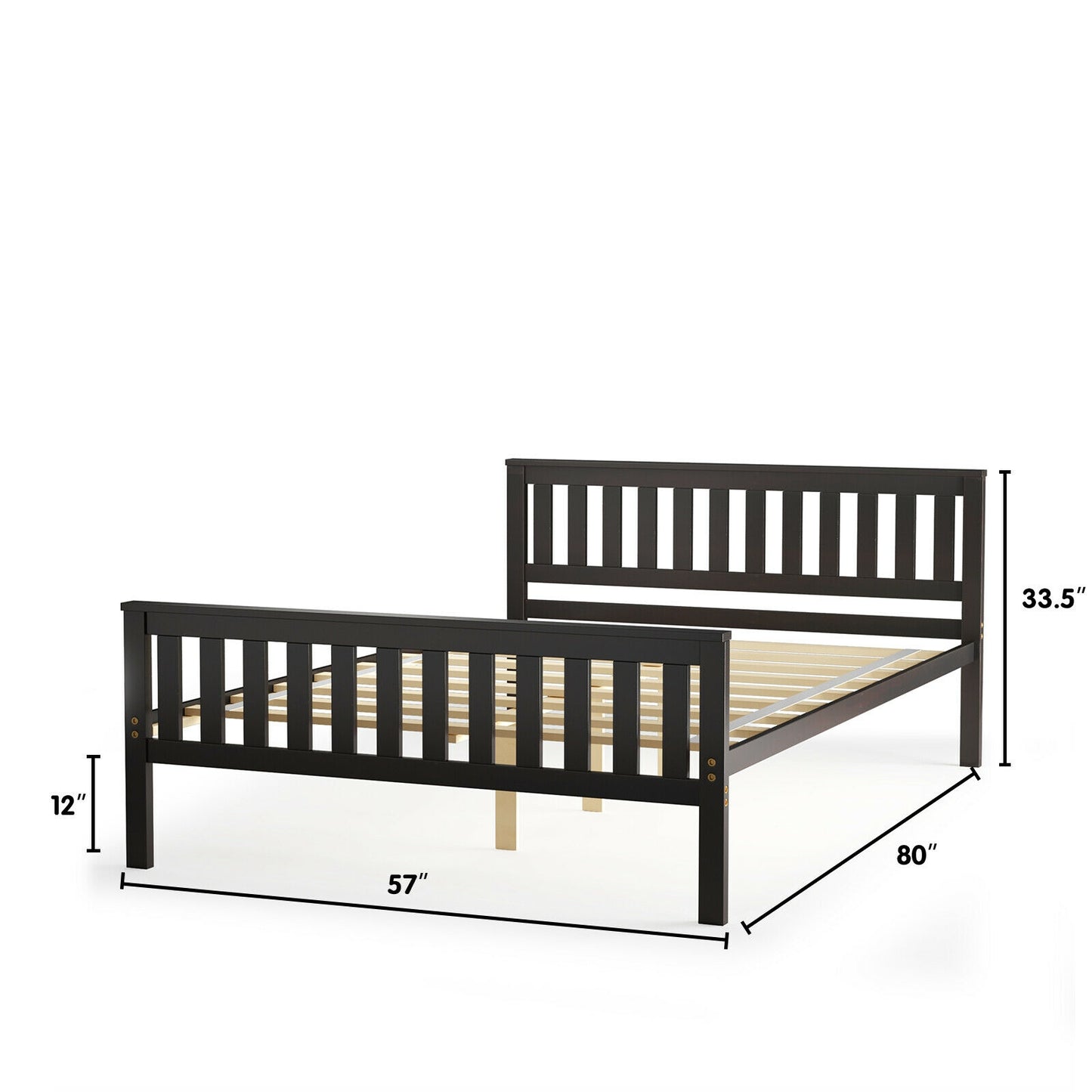 Wood Platform Bed with Headboard - Full Size