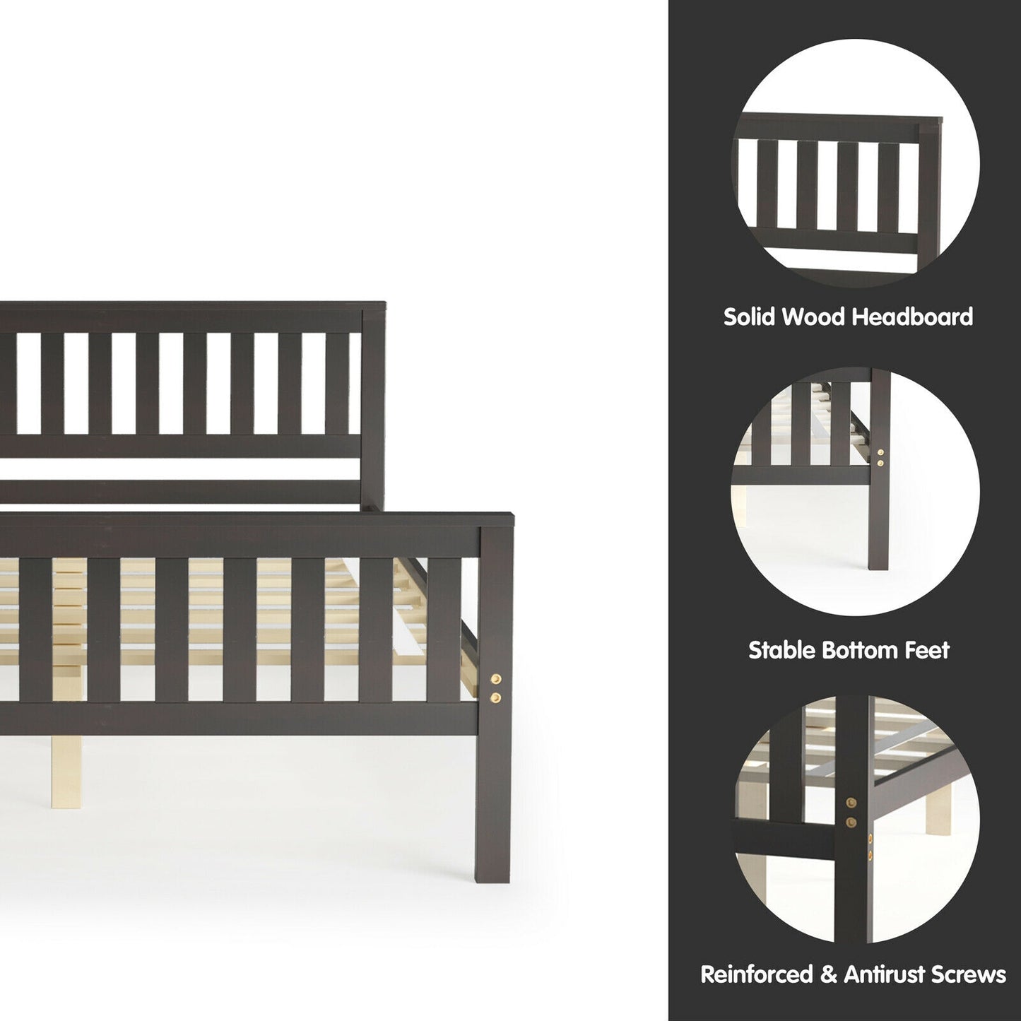 Wood Platform Bed with Headboard - Full Size