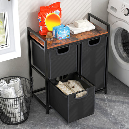 Freestanding Laundry Hamper with 3 Removable Bags and Storage Shelf