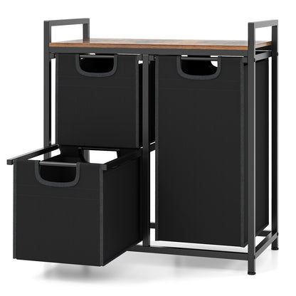 Freestanding Laundry Hamper with 3 Removable Bags and Storage Shelf