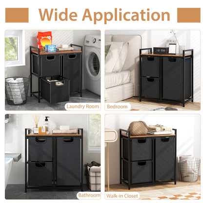 Freestanding Laundry Hamper with 3 Removable Bags and Storage Shelf