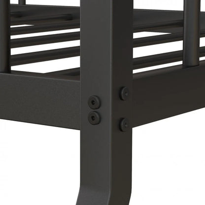 Modern Twin Over Full Bunk Bed with Trundle for Bedrooms and Guest Rooms - Black