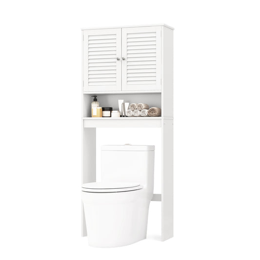 Over The Toilet Storage Cabinet with Double Doors and Adjustable Shelf