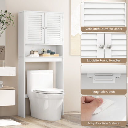 Over The Toilet Storage Cabinet with Double Doors and Adjustable Shelf