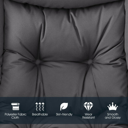 Cozy Accent Lazy Chair with Steel Frame and Armrest Pocket, Grey