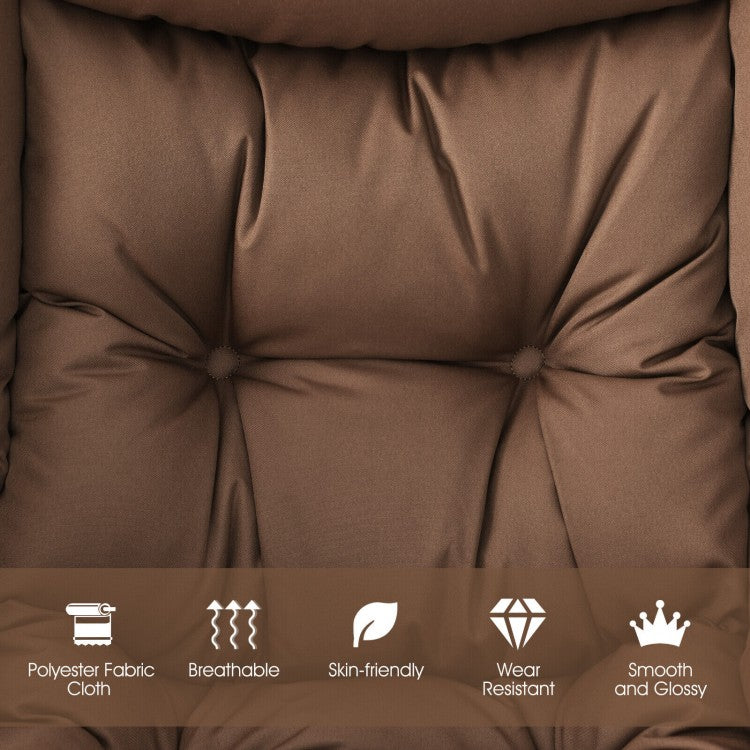Cozy Accent Lazy Chair with Steel Frame and Armrest Pocket, Brown