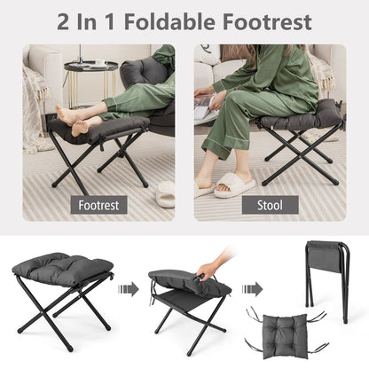 Comfortable Sofa Chair with Footrest and Convenient Side Pocket - Grey