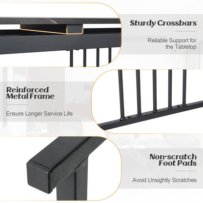 Slim 47 Inch Console Table with Faux Marble Top and Sturdy Powder Coated Steel Frame