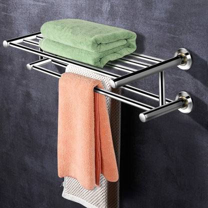 24" Wall Mounted Stainless Steel Towel Rack with 2 Tiers