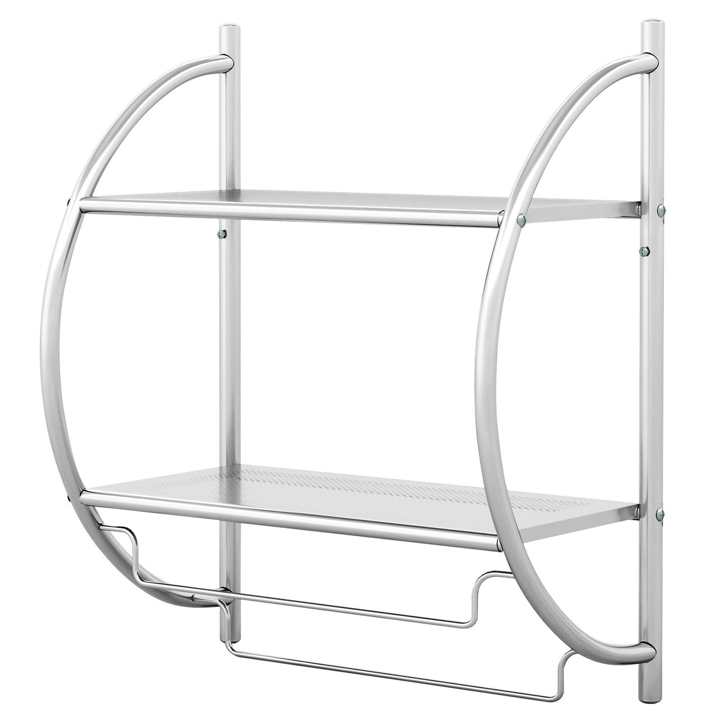Wall-Mounted 2 Tier Towel Rack with 2 Hanging Bars for Bathroom Storage