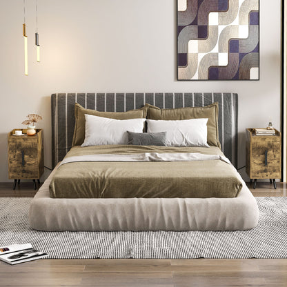 Modern Nightstand Side Table with 2 Drawers and 2 USB Ports – Rustic Brown