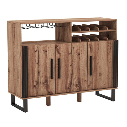 Elegant Wine Storage Cabinet with Adjustable Shelves and Triple Door Design for Home Bar