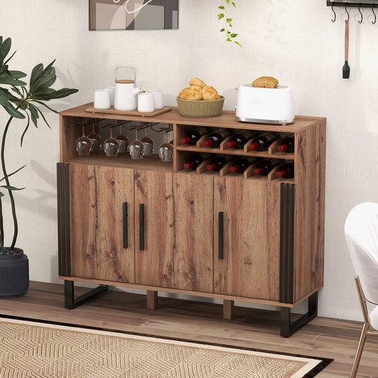 Elegant Wine Storage Cabinet with Adjustable Shelves and Triple Door Design for Home Bar
