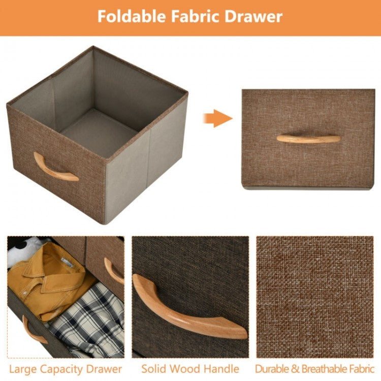 Fabric Dresser Storage Chest with 7 Drawers and Wooden Top for Bedroom or Entryway